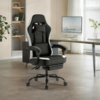 Computer Gaming Chair - Ergonomic Desk Chair with Footrest and Lumbar Support, High Back Height Adjustable Task Chair with Linkage Armrests and Headrest, 360?? Swivel Wheels, Black