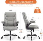 Office Computer Gaming Chair, Ergonomic High Back Heavy Duty Task Desk Chairs with Wheels, Flip-up Arms, Adjustable Height, PU Leather, Grey