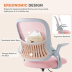 Home Office Managerial Executive Chair, Ergonomic Mesh Adjustable Swivel Mid-Back Chair with, Flip-up Arms, Comfortable Lumbar Support, Comfy Arms for Bedroom,Study,Student