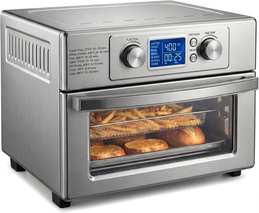 Air Fryer Toaster Oven Combo Extra Large with Smart Probe, 29.6QT Oven Countertop 12 Functions in 1, 7 Accessories Included, Stainless, Up to 450??F