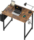Computer Desk 31 Inch Home Office Desks for Small Spaces, Gaming Writing Study Work Table with Storage Bag for Bedroom, Black