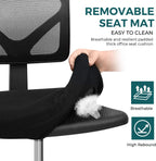 Armless Office Chairs with Wheels, Ergonomic Adjustable Home Desk Swivel Rolling Task Chair No Arms, Comfy Mesh Mid Back Computer Work Vanity Desk Chairs for Small Spaces, New Black