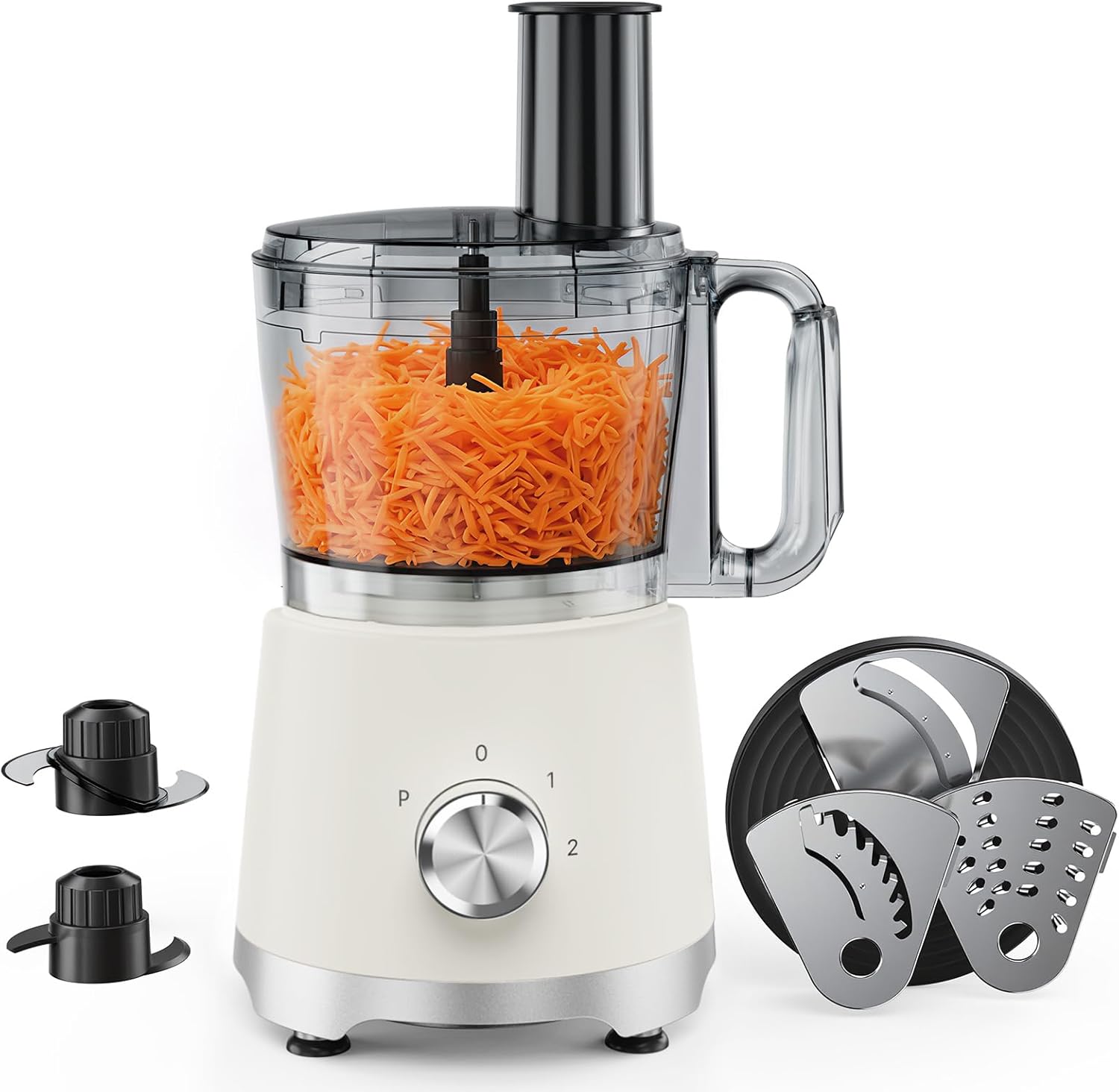 Food Processor 10.5 Cup, Vegetable Choppers with Slicing Shredding Chopping Kneading, Dishwasher Safe, Food Grinder, Stainless Steel Blades, for Smoothie Fruit Dough, 2.6QT, Black