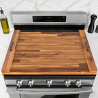 Noodle Board Stove Cover with Handles, Wooden Stove Top Cover for Gas Electric Glass Stove, 22 x 29.5 inch(Black)