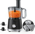 Food Processor 10.5 Cup, Vegetable Choppers with Slicing Shredding Chopping Kneading, Dishwasher Safe, Food Grinder, Stainless Steel Blades, for Smoothie Fruit Dough, 2.6QT, Black