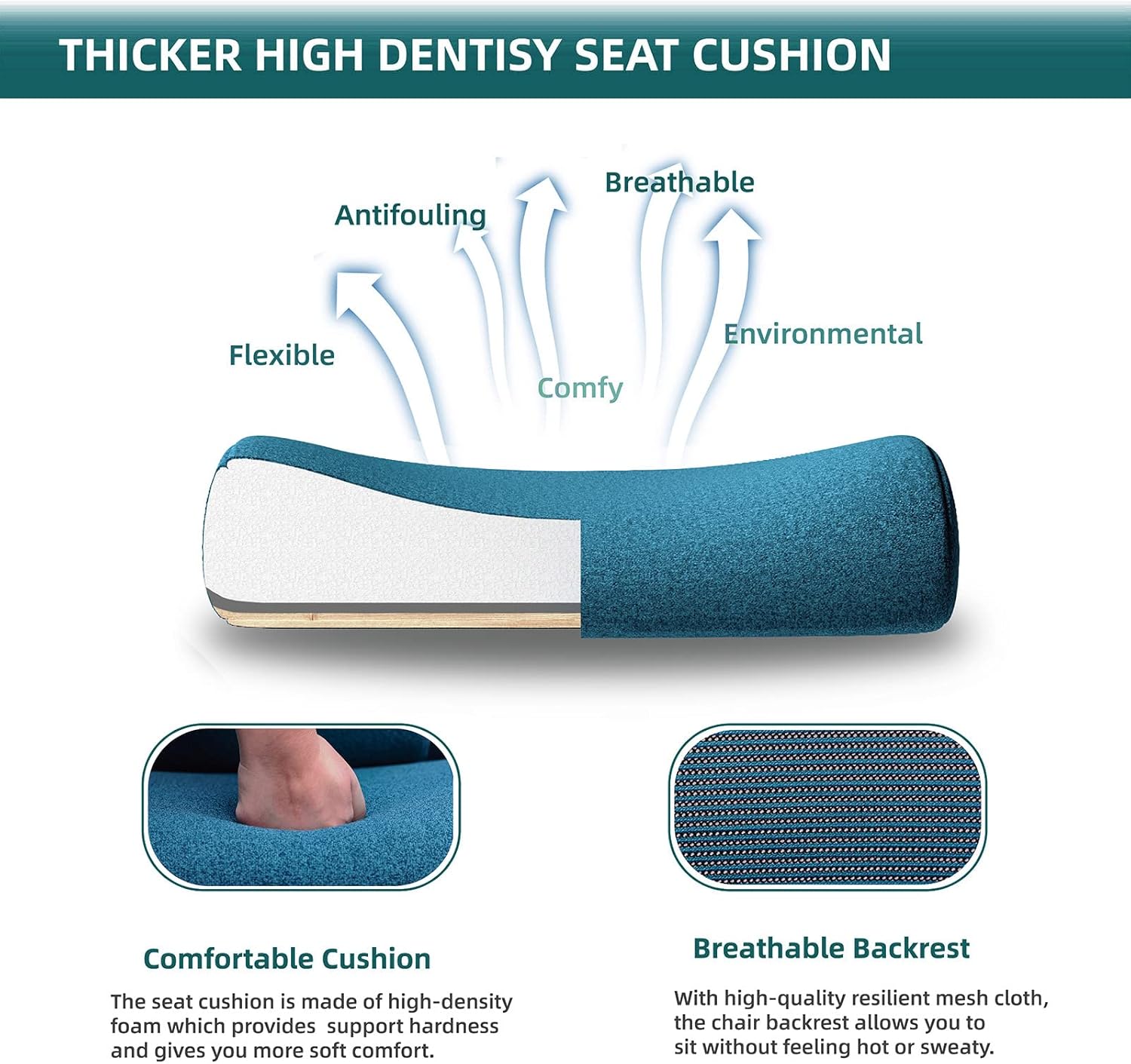 Home Office Desk Chair with Footrest, High-Back Mesh Rolling Swivel Reclining Chairs with Wheels, Comfortable Headrest, Lumbar Support, Comfy Arms for Home, Office, Gaming, Student, Elegant Blue