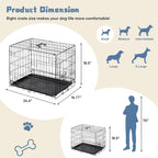 Dog Crate, 24 Inch Small Single Door Dog Cage with Plastic Leak-Proof Pan Tray, Folding Metal Wire Pet Kennel for Indoor, Outdoor, Travel