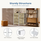 Nightstand with 4 Drawers Bedside Table with Removable Fabric Bins Sturdy Steel Frame Wood Top Organizer Furniture for Bedroom Closet Living Room,Oak Greige