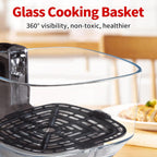 4.7Qt Glass Air Fryer, Non Toxic Air Fryer with 10 Preset Cook Modes, 395??F Rapid Air Crispy Technology, Roast Bake Dehydrate Reheat, Nonstick & Easy-Clean Basket, 1300W