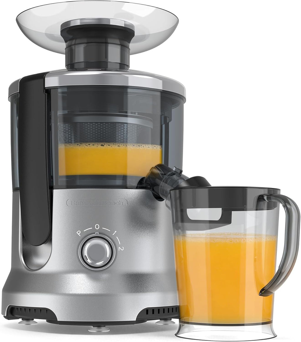 Centrifugal Juicer Machines, 500W Juice Extractor with 2 Feed Chute and Pallet for Vegetable and Fruit, Electric Juicer with 3 Speed Quick Juicing, Easy to Clean, BPA-Free, Silver