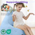 Kids Bean Bag Chair, Stuffed Toddler Couch with Faux Rabbit Fur Cover for Teens & Kids, Comfy Lazy Sofa Chair for Reader, Living Room, Bedroom, Aged 4-12 Years, 24 Inch, Blue
