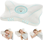 Cervical Pillow for Neck and Shoulder, Contour Memory Foam Pillow, Ergonomic Neck Support Pillow for Side Back Stomach Sleepers with Pillowcase