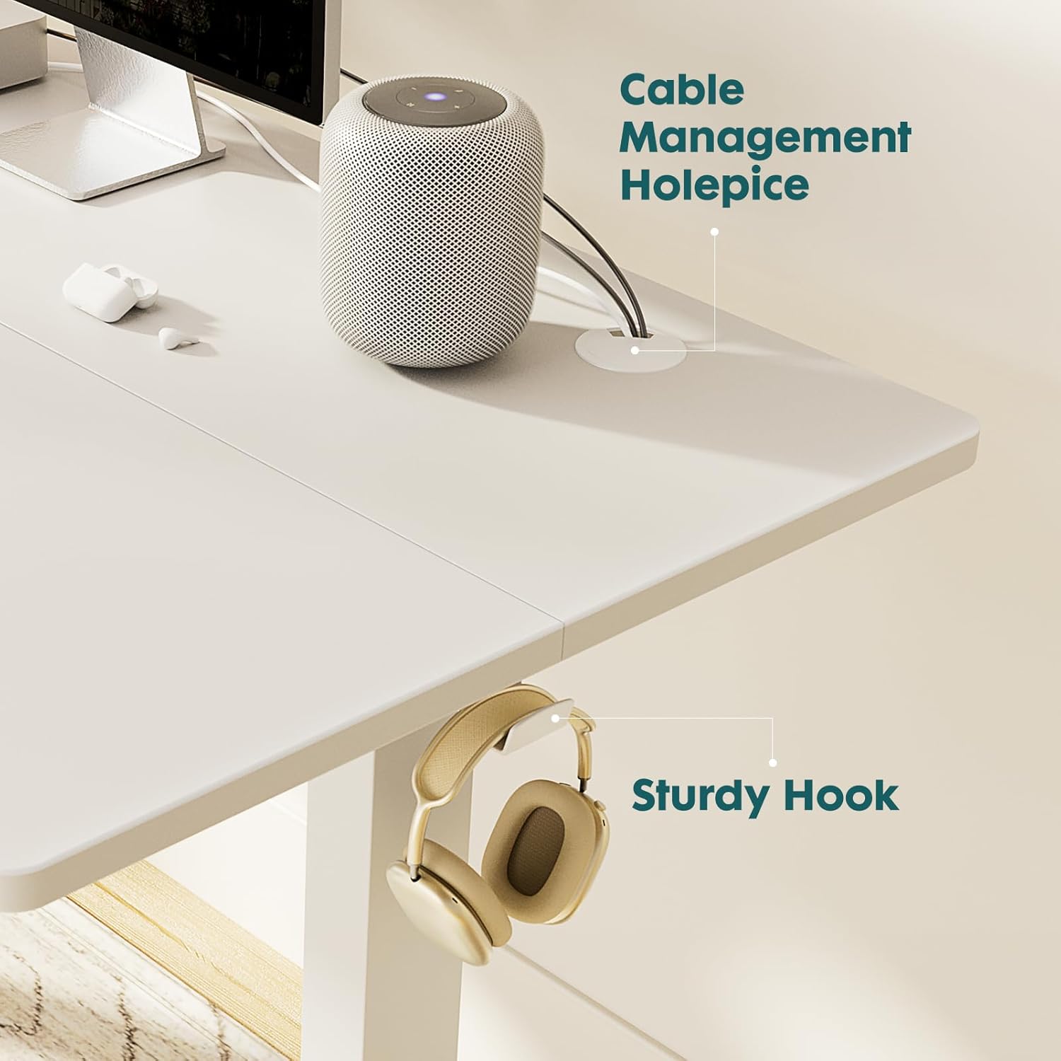 Electric Standing Desk Adjustable Height, 55x24 Inch Sit Stand Up Home Office Desks Memory Computer Workstation PC Work Table with Preset Splice Wood Board Metal Frame, White