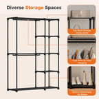 Portable Wardrobe Closet with Hanging Rods, 49 Inch Portable Clothing Rack with Shelves, Heavy Duty Clothes Rack, Freestanding Closet Organizer, 49 L x 15.7 W x 71.65 H
