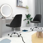 Armless Vanity Chair, Cute Comfy Home Office Desk Chair with Wheels, Modern Upholstered Task Computer Seat for Bedroom, Study, Makeup Vanity, Height Adjustable & Swivel, Drak Gray