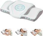 Cervical Pillow for Neck and Shoulder, Contour Memory Foam Pillow, Ergonomic Neck Support Pillow for Side Back Stomach Sleepers with Pillowcase