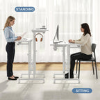 Split Top Rolling Standing Desk, 23.6 Inch Mobile Laptop Computer Desk, Manual Adjustable Height Workstation on Wheels, Sit Stand Office Table, Walking Pad Study Desk, White