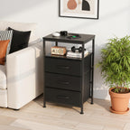 Nightstands Set of 2 with Charging Station, Bedside Table with USB Ports & Type-C, 2 Fabric Drawers Night Stand with Open Shelf, Compact End Table for Bedroom, Rustic Brown