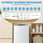 Portable Washing Machine, 7.7 lbs Full-Automatic Compact Laundry Washer, Stainless Steel Drum, 10 Wash Cycles, Auto-Balance Detection, LED Display, Mini Washer for Home, Apartment, Dorm, White