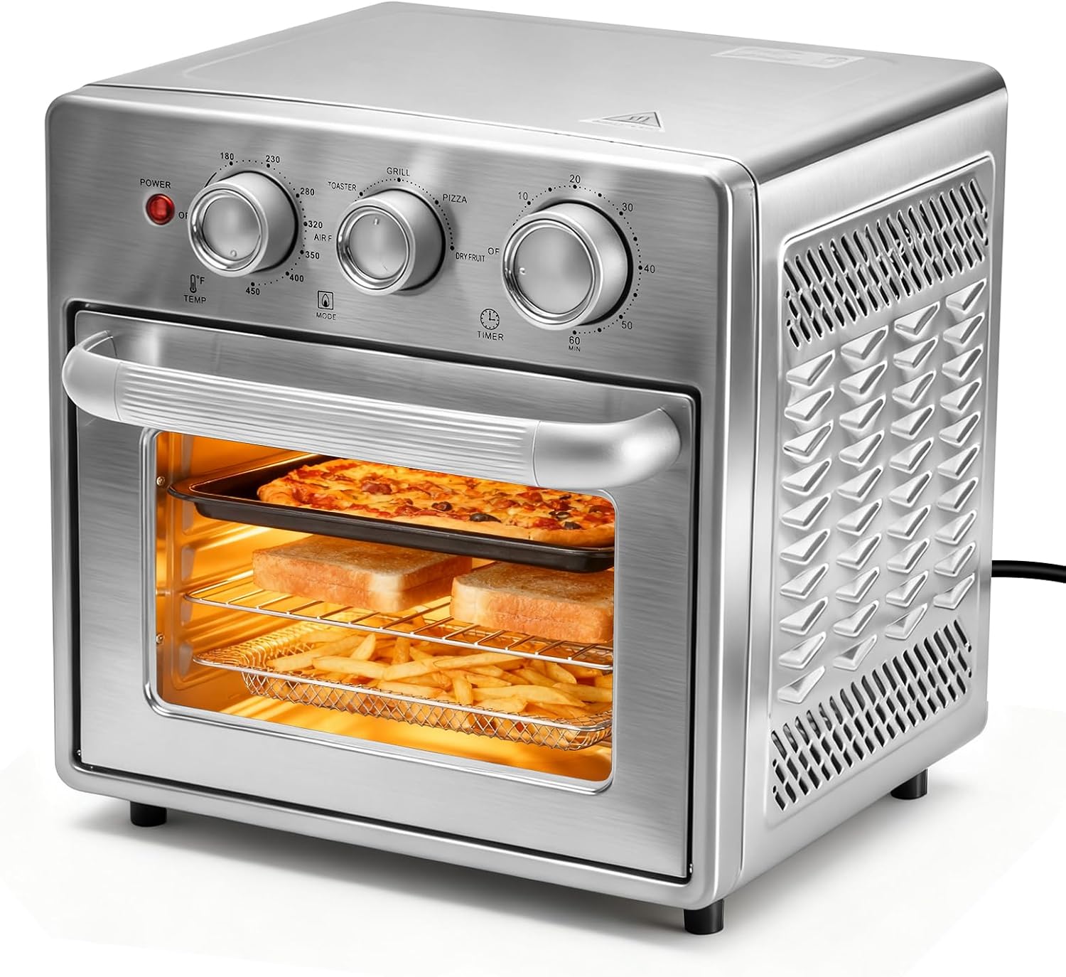 Air Fryer Toaster Oven Combo Extra Large with Smart Probe, 29.6QT Oven Countertop 12 Functions in 1, 7 Accessories Included, Stainless, Up to 450??F