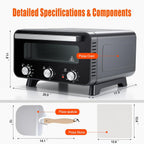 Pizza Oven Indoor, 1600W Electric Pizza Oven Fast Heating, 4 Modes Pizza Maker for 12 Inches, with Pizza Stone & Spatula, Upper-Bottom Independent Heating Temperature Control