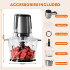 Electric Food Processor, 450W Meat Grinder & Vegetable Chopper with 2 Bowels for Home Use, Food Chopper with Double S-Blades for Vegetable, Onion, Garlic, Nuts, Meat