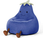 Kids Bean Bag Chair, Stuffed Toddler Couch with Faux Rabbit Fur Cover for Teens & Kids, Comfy Lazy Sofa Chair for Reader, Living Room, Bedroom, Aged 4-12 Years, 24 Inch, Yellow