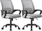Office Desk Chair - Ergonomic Mid Back with Lumbar Support & Rocking Mode, Height Adjustable with Fixed Armrest, Storage Back for Computer, Gaming, Conference, Meeting, 360?? Swivel, Black