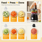 Food Processor 10.5 Cup, Vegetable Choppers with Slicing Shredding Chopping Kneading, Dishwasher Safe, Food Grinder, Stainless Steel Blades, for Smoothie Fruit Dough, 2.6QT, Black