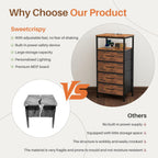 Nightstands Set of 2 with Charging Station, Bedside Table with USB Ports & Type-C, 2 Fabric Drawers Night Stand with Open Shelf, Compact End Table for Bedroom, Rustic Brown
