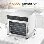 Food Dehydrator Machine, 500W Jerky Dehydrators with 8 Stainless Steel Large Trays, 185??F Temperature Control & 24H Timer Food Dryer for Fruit Meat Herb Dog Treats, Silver