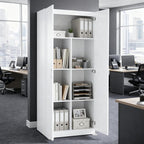 Office Storage Cabinet, Large Capacity Organizer, Wooden Bedroom Storage Unit for CD, Blankets and Books, Suitable for Living Rooms, Office and Study Rooms, White