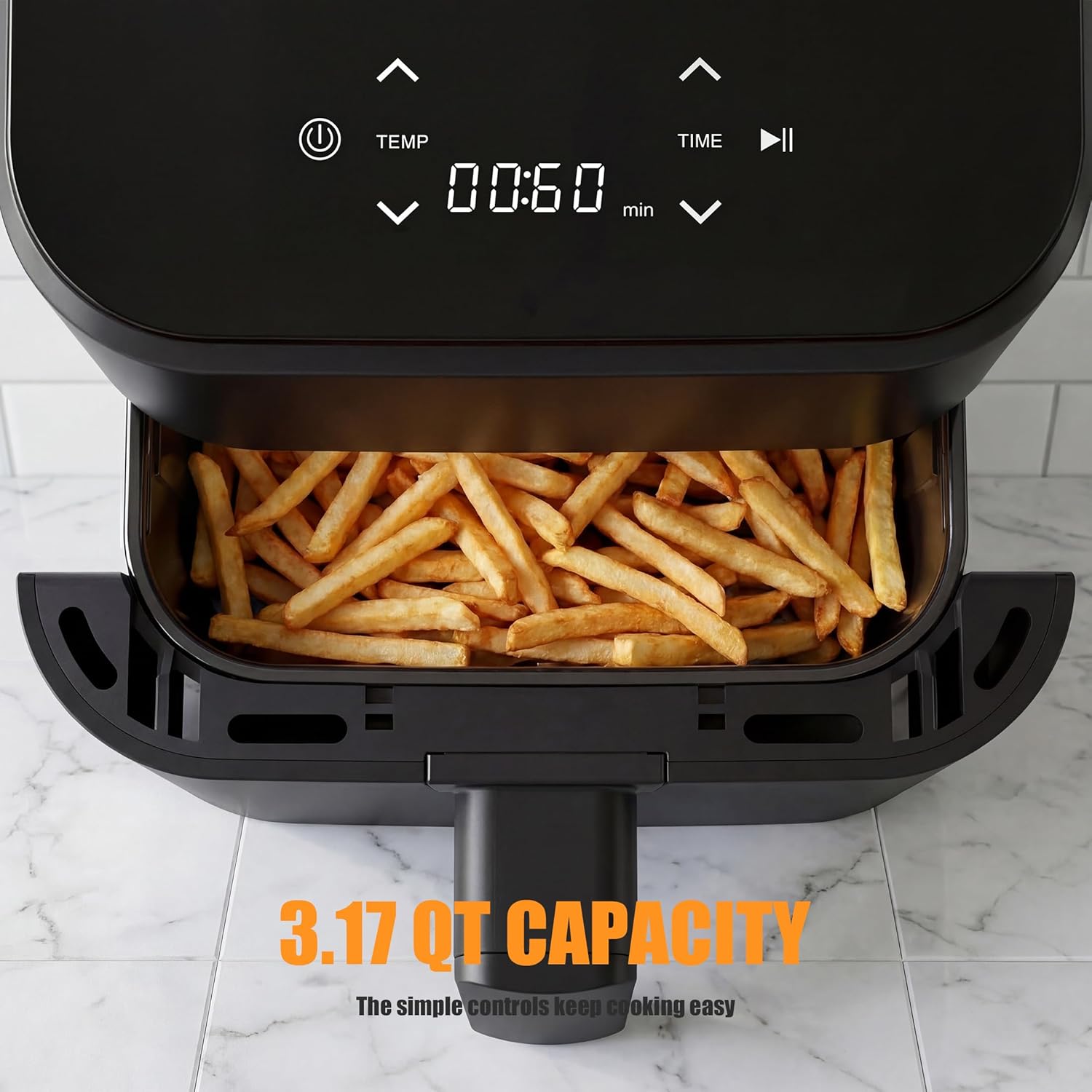 Air Fryer, Compact Digital 3 Qt Airfryer with Auto Shut-Off, Quick & Easy Meals in Minutes with Nonstick & Dishwasher Safe Basket, Ideal for Small Spaces