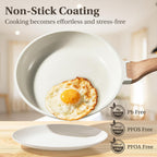 25 Pcs Pots and Pans Set, Nonstick Kitchen Cookware Set, Induction Cooking Sets with Stay-Cool Handles, Milky White