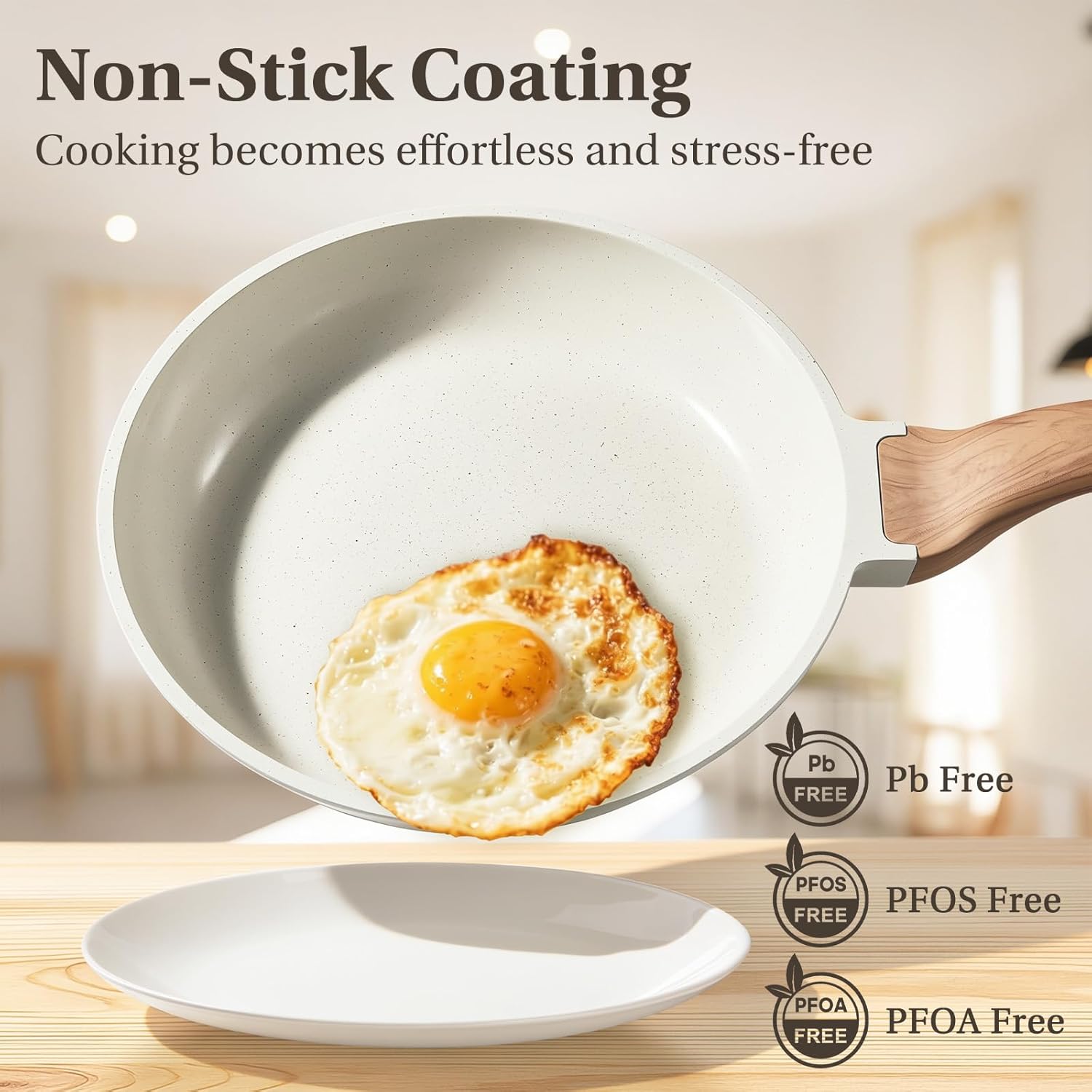 25 Pcs Pots and Pans Set, Nonstick Kitchen Cookware Set, Induction Cooking Sets with Stay-Cool Handles, Milky White