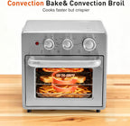 Air Fryer Toaster Oven Combo, 16.9QT Oven Countertop 5 Functions in 1, 4 Accessories Included, Stainless, Up to 450??F