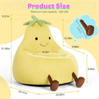 Kids Bean Bag Chair, Stuffed Toddler Couch with Faux Rabbit Fur Cover for Teens & Kids, Comfy Lazy Sofa Chair for Reader, Living Room, Bedroom, Aged 4-12 Years, 24 Inch, Yellow
