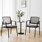 Stackable Waiting Room Chairs, Reception Guest Chair for Office Business Conference with Arm, Set of 2, Grey