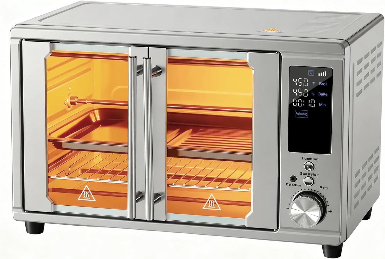 Air Fryer Toaster Oven Combo, 16.9QT Oven Countertop 5 Functions in 1, 4 Accessories Included, Stainless, Up to 450??F