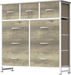 8 Drawer Dresser for Bedroom, Fabric Storage Organizer with Sturdy Metal Frame, Wooden Top Chest of Drawers for Closet Entryway Guest Room,Matte Black