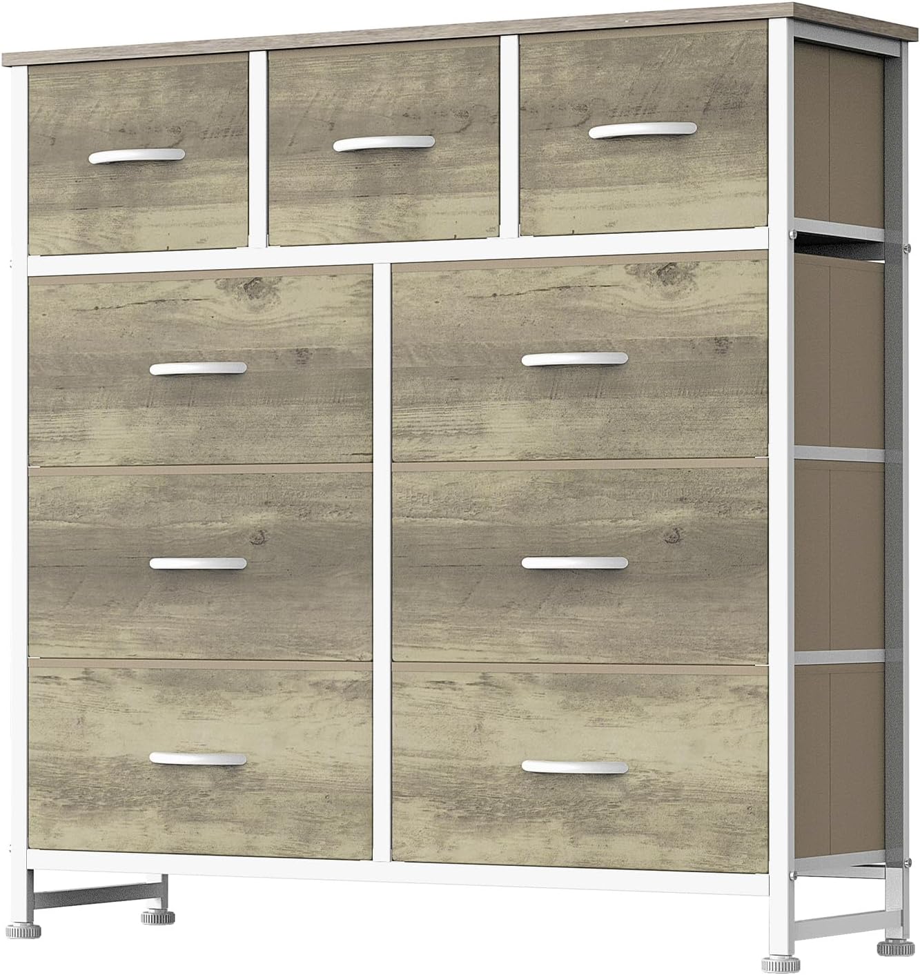 8 Drawer Dresser for Bedroom, Fabric Storage Organizer with Sturdy Metal Frame, Wooden Top Chest of Drawers for Closet Entryway Guest Room,Matte Black