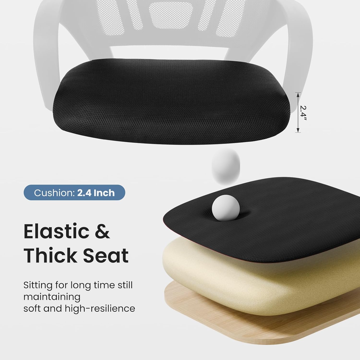 Office Desk Chair - Ergonomic Mid Back with Lumbar Support & Rocking Mode, Height Adjustable with Fixed Armrest, Storage Back for Computer, Gaming, Conference, Meeting, 360?? Swivel, Black