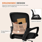 Home Office Managerial Executive Chair, Ergonomic Mesh Adjustable Swivel Mid-Back Computer Desk Chair with Comfortable Lumbar Support, Comfy Arms for Bedroom,Study