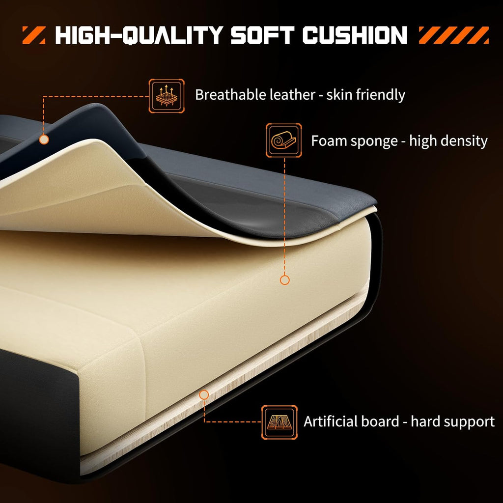 Computer Video Game Desk Chair - Ergonomic Comfy Lumbar Support with Footrest, PU Leather Recliner with Headrest, Fixed Up Armrest, Height Adjustable and 360?? Swivel, for Adults, Grey