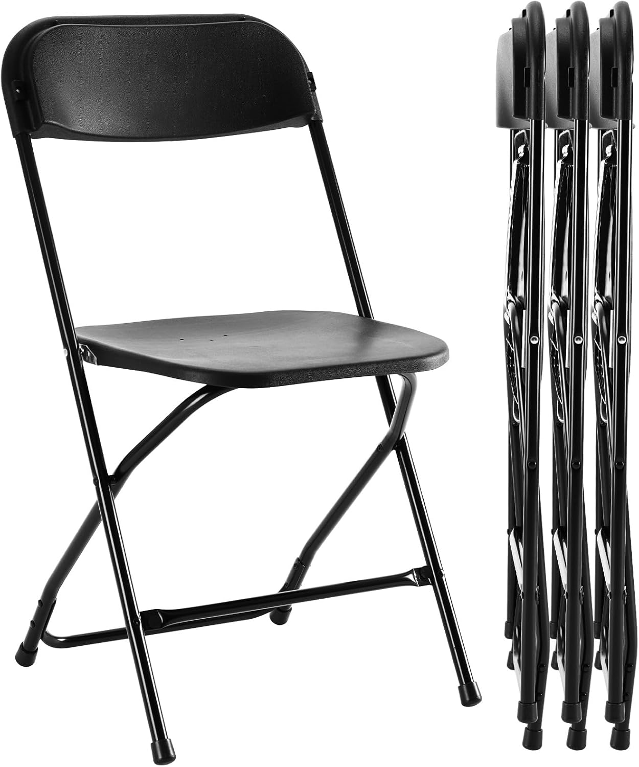 Folding Chair 4 Pack, Leather Padded Foldable Chairs, Sturdy Metal Portable Chairs, Easy to Use and Store, Outdoor and Indoor, for Home, Office, Party, Garden, Kahki