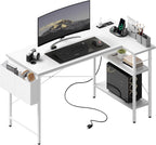 39 Computer Desk with Storage, Small Home Office Desk with 3 Fabric Drawers & Side Pocket, Space Saving Writing Desk for Apartment, Dorm, Gaming Workstation, White
