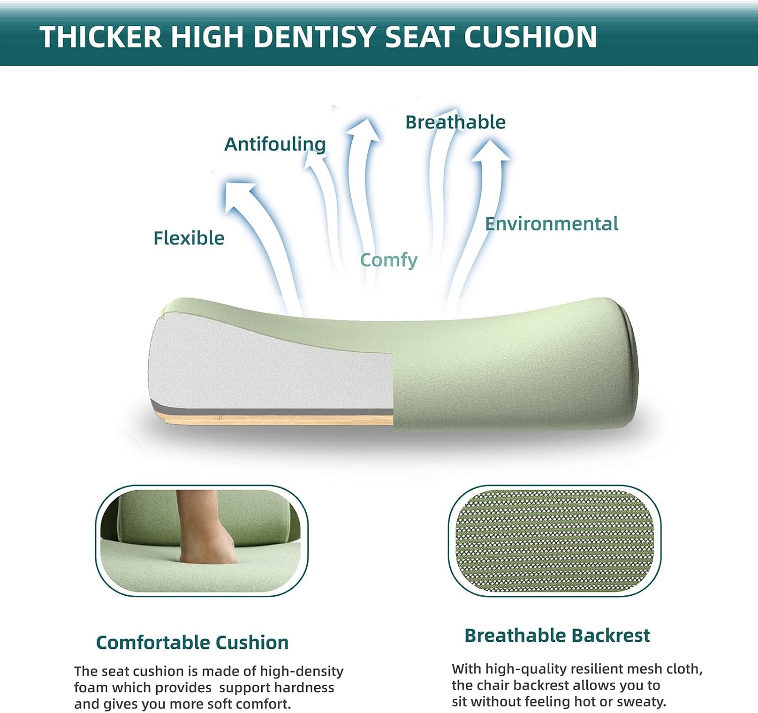 Home Office Desk Chair with Footrest, High-Back Mesh Rolling Swivel Reclining Chairs with Wheels, Comfortable Headrest, Lumbar Support, Comfy Arms for Home, Office, Gaming, Elegant Green