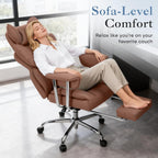 Big and Tall Office Chair 350 LBS, Scratch-Resistant PU Leather Executive Office Desk Chair with Footrest, Ergonomic Reclining Computer Chair with Pocket Spring Support for Home Office, Brown