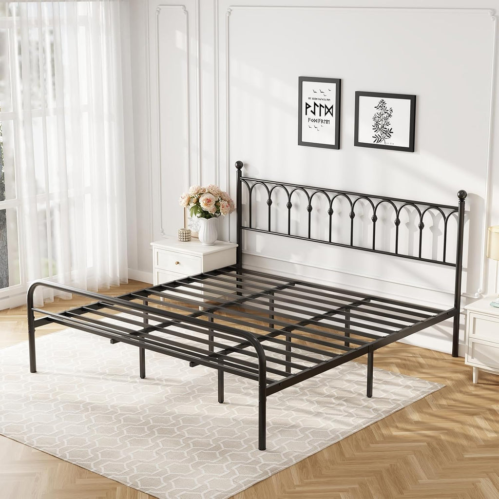 King Bed Frame Heavy Duty Metal Platform with 11.9 Under-Bed Storage, No Box Spring Needed, Easy Assembly, Black
