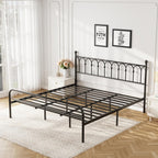 King Bed Frame Heavy Duty Metal Platform with 11.9 Under-Bed Storage, No Box Spring Needed, Easy Assembly, Black